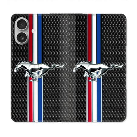Housse Cuir Portefeuille Pour Iphone 16 Plus Mustang
