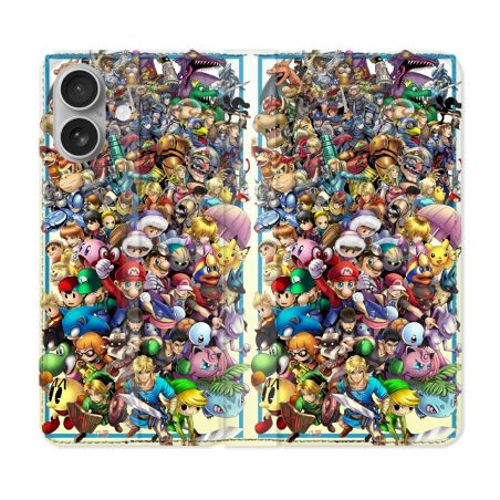 Housse Cuir Portefeuille Pour Iphone 16 Plus Nintendo