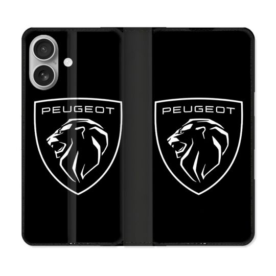 Housse Cuir Portefeuille Pour Iphone 16 Plus Peugeot