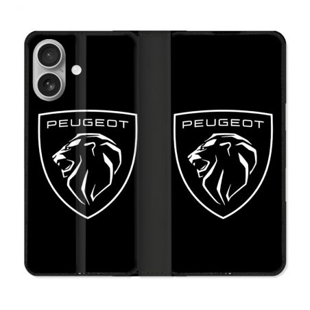 Housse Cuir Portefeuille Pour Iphone 16 Plus Peugeot