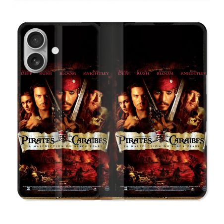 Housse Cuir Portefeuille Pour Iphone 16 Plus Pirate Des Caraibes