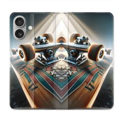 Housse Cuir Portefeuille Pour Iphone 16 Plus Planche Skate