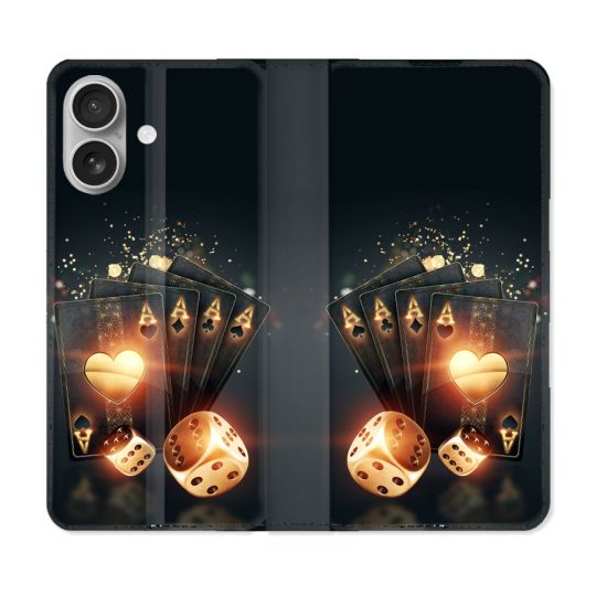 Housse Cuir Portefeuille Pour Iphone 16 Plus Poker Des