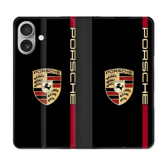 Housse Cuir Portefeuille Pour Iphone 16 Plus Porsche Line
