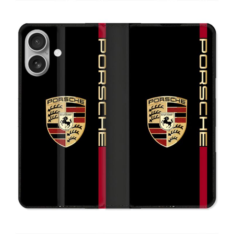 Housse Cuir Portefeuille Pour Iphone 16 Plus Porsche Line