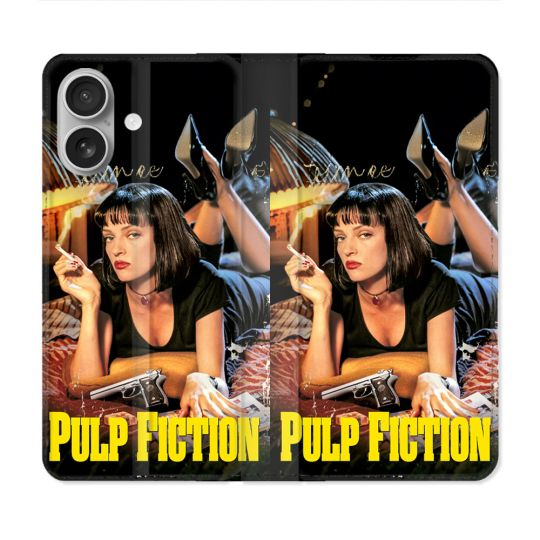 Housse Cuir Portefeuille Pour Iphone 16 Plus Pulp Fiction Affiche