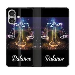 Housse Cuir Portefeuille Pour Iphone 16 Plus Signe Zodiaque 2 Balance