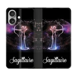 Housse Cuir Portefeuille Pour Iphone 16 Plus Signe Zodiaque 2 Sagittaire