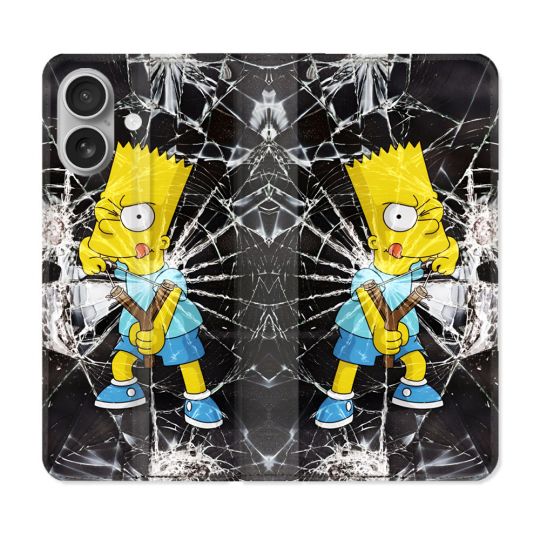 Housse Cuir Portefeuille Pour Iphone 16 Plus Simpson Bart
