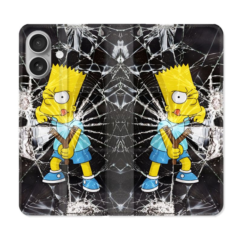 Housse Cuir Portefeuille Pour Iphone 16 Plus Simpson Bart