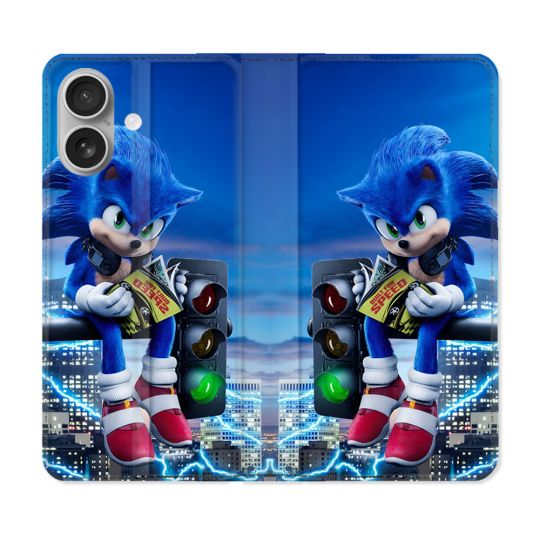 Housse Cuir Portefeuille Pour Iphone 16 Plus Sonic