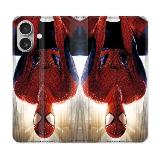 Housse Cuir Portefeuille Pour Iphone 16 Plus Spiderman Invers