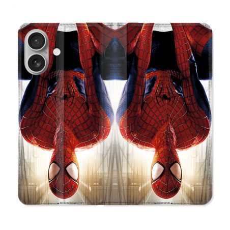 Housse Cuir Portefeuille Pour Iphone 16 Plus Spiderman Invers