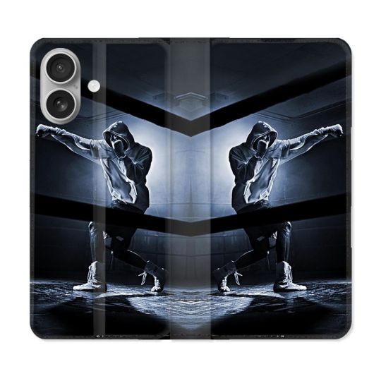 Housse Cuir Portefeuille Pour Iphone 16 Plus Sport Boxe Poing