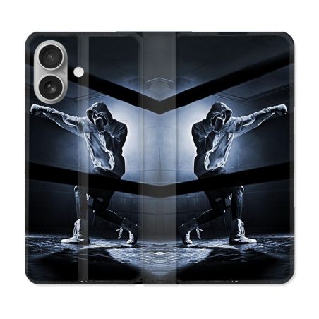 Housse Cuir Portefeuille Pour Iphone 16 Plus Sport Boxe Poing