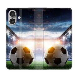 Housse Cuir Portefeuille Pour Iphone 16 Plus Sport Football Stade