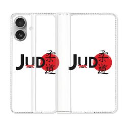 Housse Cuir Portefeuille Pour Iphone 16 Plus Sport Judo Logo