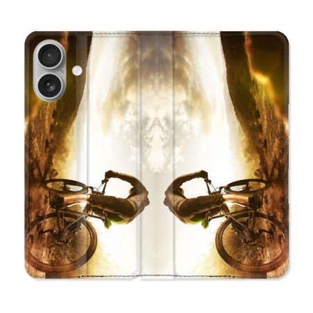 Housse Cuir Portefeuille Pour Iphone 16 Plus Sport VTT Soleil