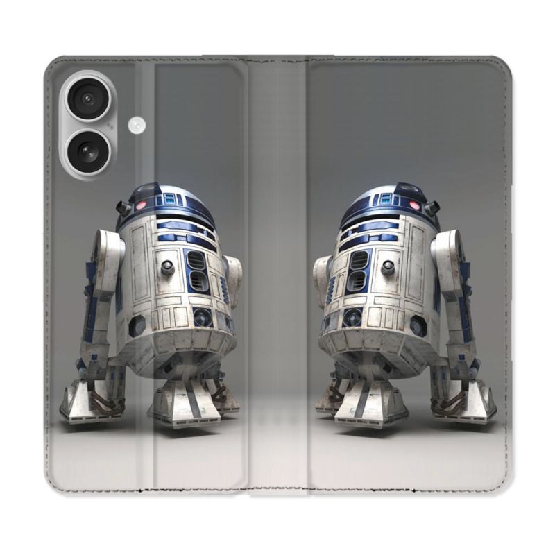 Housse Cuir Portefeuille Pour Iphone 16 Plus Star Wars - R2D2