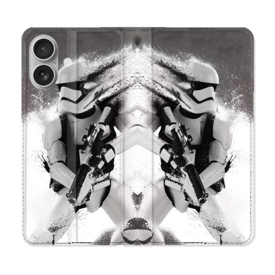Housse Cuir Portefeuille Pour Iphone 16 Plus Star Wars - Trooper