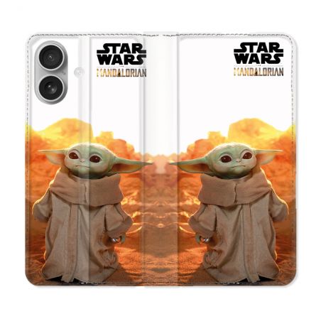 Housse Cuir Portefeuille Pour Iphone 16 Plus Star Wars - Yoda bebe soleil
