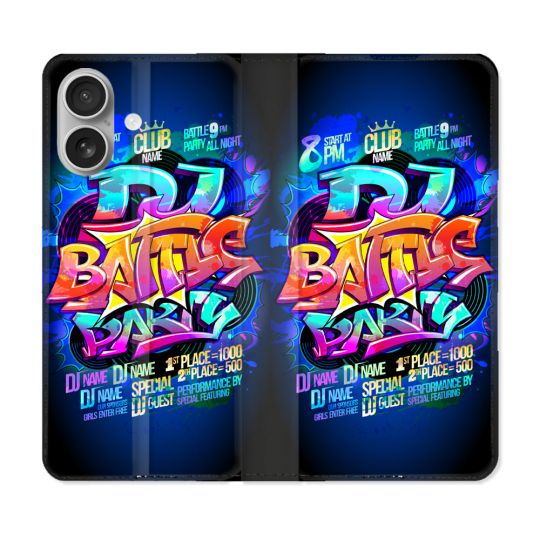 Housse Cuir Portefeuille Pour Iphone 16 Plus Street Art Rap