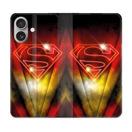 Housse Cuir Portefeuille Pour Iphone 16 Plus Superman Logo