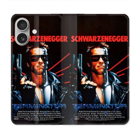 Housse Cuir Portefeuille Pour Iphone 16 Plus Terminator