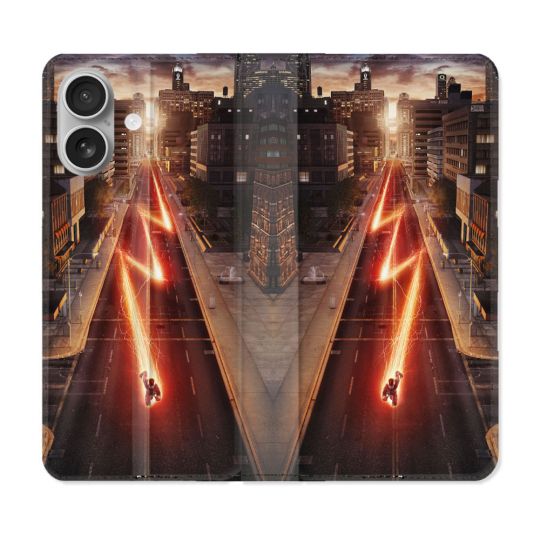 Housse Cuir Portefeuille Pour Iphone 16 Plus The Flash City