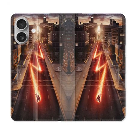 Housse Cuir Portefeuille Pour Iphone 16 Plus The Flash City