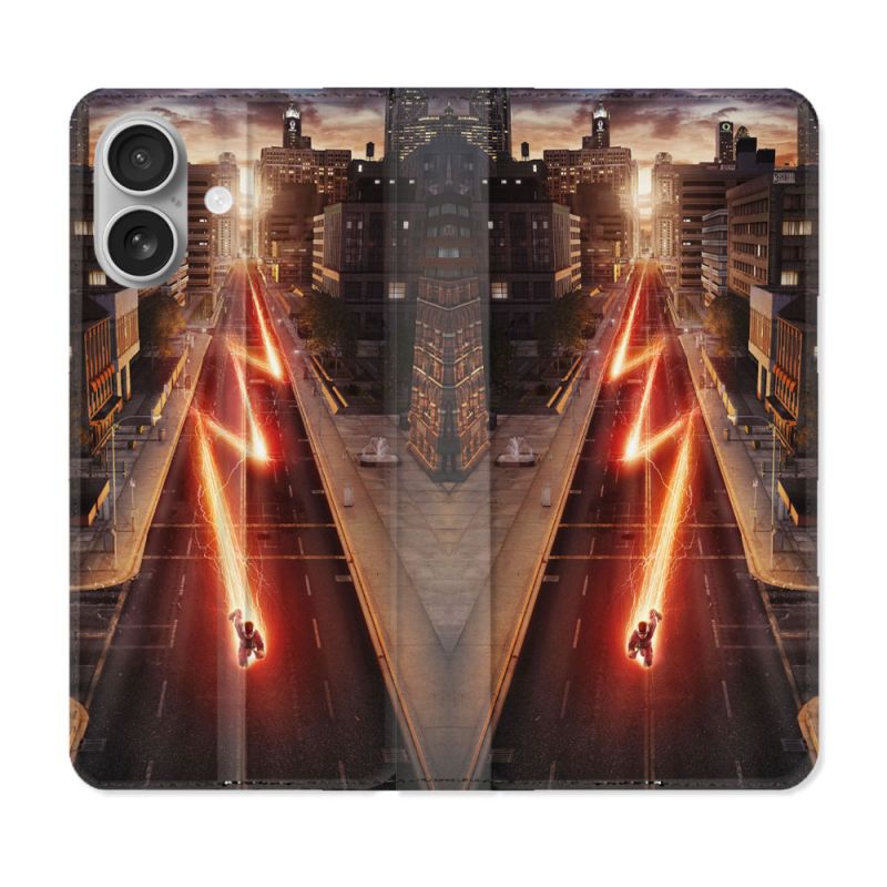 Housse Cuir Portefeuille Pour Iphone 16 Plus The Flash City