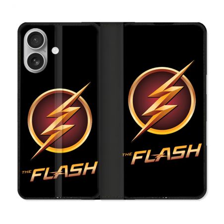 Housse Cuir Portefeuille Pour Iphone 16 Plus The Flash Logo
