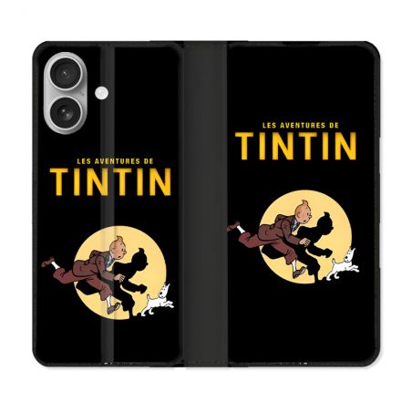 Housse Cuir Portefeuille Pour Iphone 16 Plus Tintin Affiche