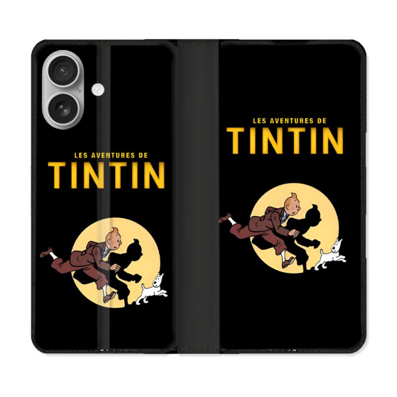Housse Cuir Portefeuille Pour Iphone 16 Plus Tintin Affiche
