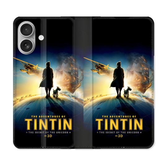 Housse Cuir Portefeuille Pour Iphone 16 Plus Tintin Classique