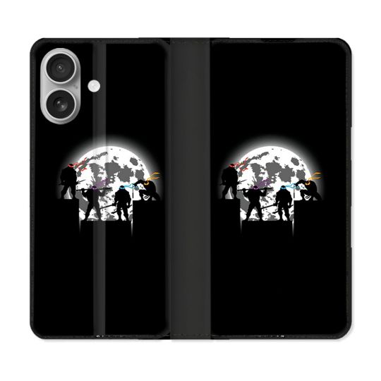 Housse Cuir Portefeuille Pour Iphone 16 Plus Tortue Ninja Ombre