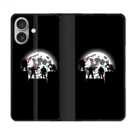 Housse Cuir Portefeuille Pour Iphone 16 Plus Tortue Ninja Ombre