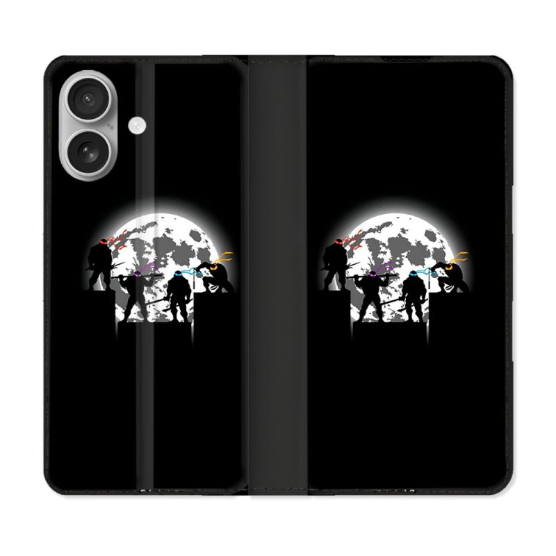 Housse Cuir Portefeuille Pour Iphone 16 Plus Tortue Ninja Ombre