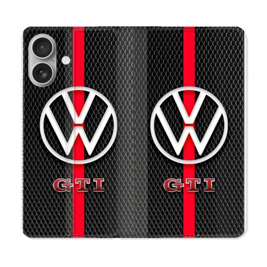 Housse Cuir Portefeuille Pour Iphone 16 Plus Volkwagen Line