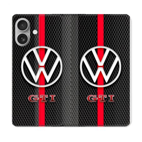 Housse Cuir Portefeuille Pour Iphone 16 Plus Volkwagen Line