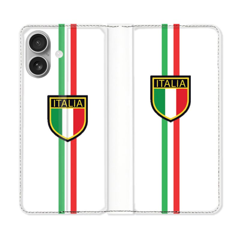 Housse Cuir Portefeuille Pour Iphone 16 Plus Voyage Italie 3 Blanc
