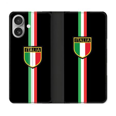 Housse Cuir Portefeuille Pour Iphone 16 Plus Voyage Italie 3 Noir