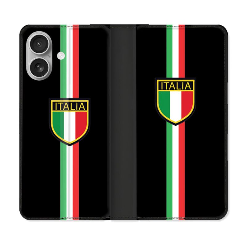 Housse Cuir Portefeuille Pour Iphone 16 Plus Voyage Italie 3 Noir