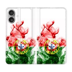Housse Cuir Portefeuille Pour Iphone 16 Plus Voyage Portugal Flamme