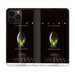 Housse Cuir Portefeuille Pour Iphone 16 Pro Alien Affiche