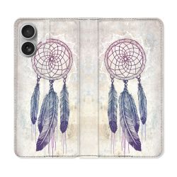 Housse Cuir Portefeuille Pour Iphone 16 Plus Zen Attrape Reve Blanc