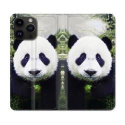 Housse Cuir Portefeuille Pour Iphone 16 Pro Animal Panda Color