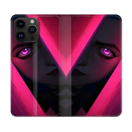 Housse Cuir Portefeuille Pour Iphone 16 Pro Arcane Jynx Rose