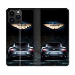 Housse Cuir Portefeuille Pour Iphone 16 Pro Aston Martin