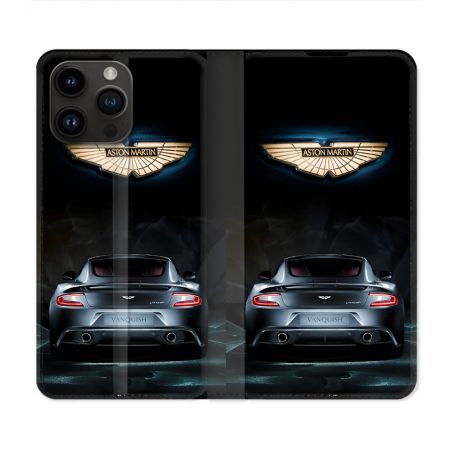 Housse Cuir Portefeuille Pour Iphone 16 Pro Aston Martin